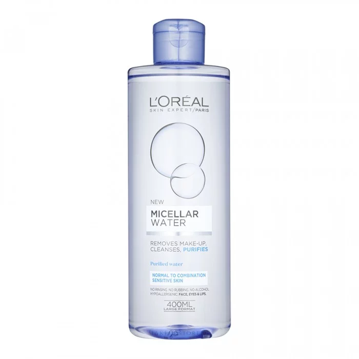 LOreal Paris Skin Expert Micellar Water For Normal & Combination Skin 400ml
Normal to combination skin.
Hypoallergenic - no perfume - no alcohol.
Removes make-up, cleanses, soothes. | Veela Beauty LOreal Paris Skin Expert Micellar Water For Normal &