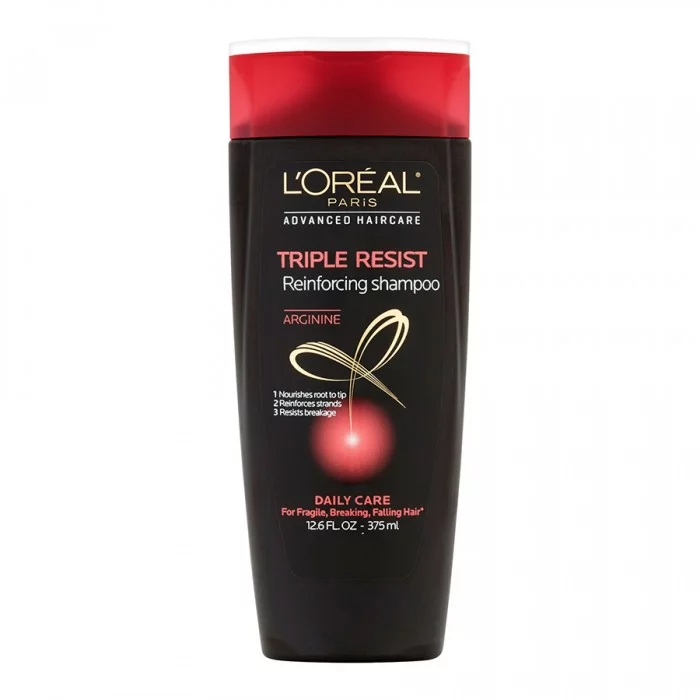 LOreal Paris Triple Resist Reinforcing Shampoo 375ml
Biotin, Vitamin B5 and Arginine work in affinity with the hair fibre from root to tip to act as a lightweight barrier, protecting and strengthening hair. Ideal for | Veela Beauty LOreal Paris Triple Resist Reinforcing Shampoo