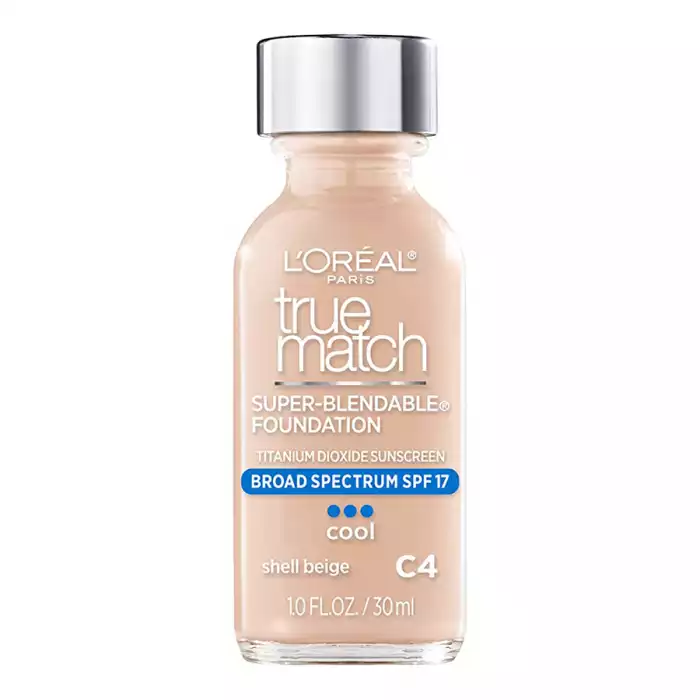 LOreal Paris True Match Super Blendable Makeup Beige C4 True Match Foundation provides medium coverage with a natural finish so blendable it’s like you can’t tell where your foundation ends and your skin begins; True M | Veela Beauty | فييلا بيوتي