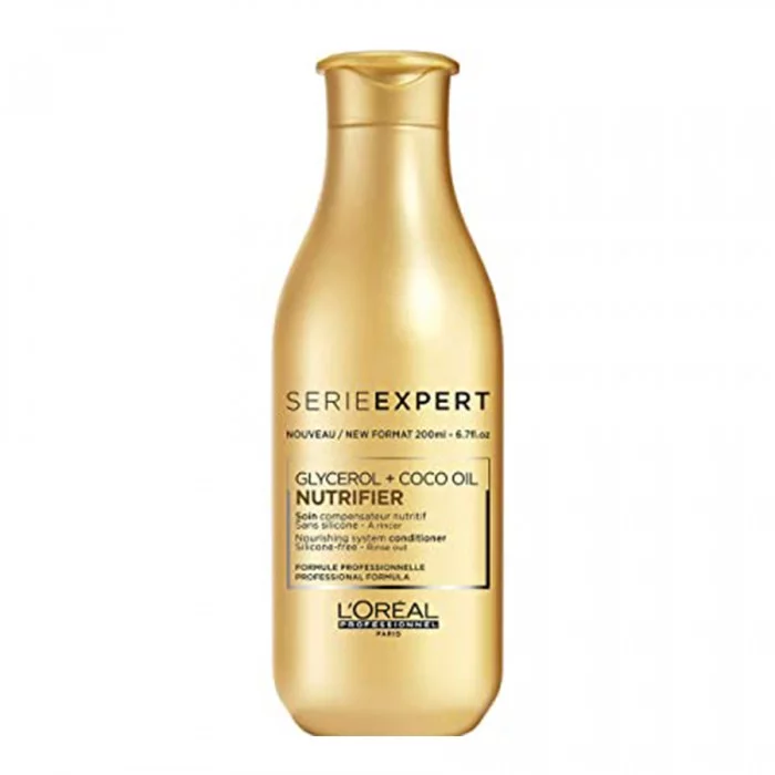 LOreal Professionnel Serie ExpertnNutrifier Glycerol + Coco Oil المغذي 200 ملينظف هذا البلسم الخالي من السيليكون الشعر ويجعله أنعم وأكثر نعومة ولمعانًا.يساعد على ترطيب الشعر وإضفاء اللمعان عليه.ينظف الشعر ويجعله أكثر | فييلا بيوتي LOreal Professionnel Serie ExpertnNutrifier Glycerol +