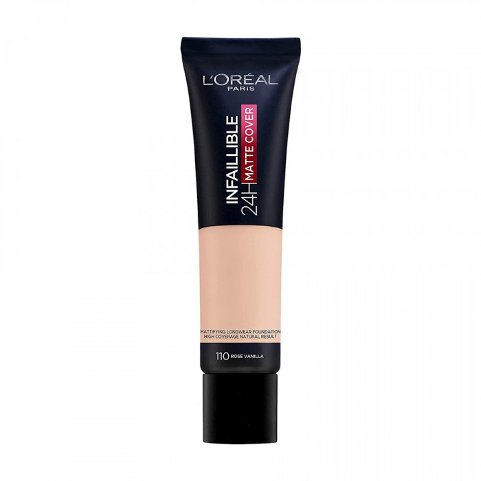 LOréal Paris Infallible Matte Cover 110 Rose Vanilla
Maximum matte coverage that lasts all day.
24hr shine control.
Gives a super natural look.
Water-proof and sweat proof. | Veela Beauty LOréal Paris Infallible Matte Cover 110 Rose