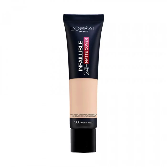 LOréal Paris Infallible Matte Cover 155 Natural Rose
Maximum matte coverage that lasts all day.
24hr shine control.
Gives a super natural look.
Water-proof and sweat proof. | Veela Beauty LOréal Paris Infallible Matte Cover 155 Natural