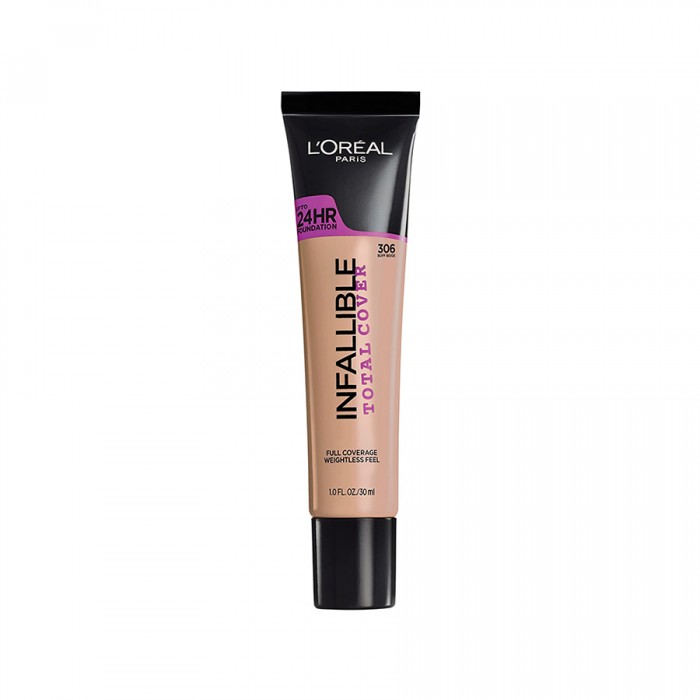 LOreal Infallible Full Cover Foundation 304 -Discover a pro-inspired full coverage foundation that lasts up to 24 hours. -Full coverage foundation blends instantly to cover dark spots, blemishes, scars, and hyperpigment | Veela Beauty LOreal Infallible Full Cover Foundation 304 Face | Veela Beauty