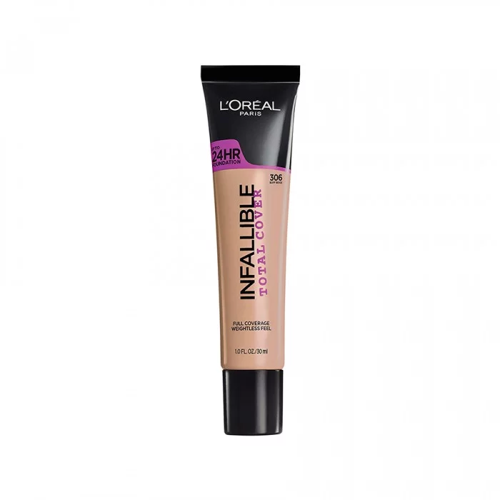 LOreal Infallible Full Cover Foundation 304 -Discover a pro-inspired full coverage foundation that lasts up to 24 hours. -Full coverage foundation blends instantly to cover dark spots, blemishes, scars, and hyperpigment | Veela Beauty LOreal Infallible Full Cover Foundation 304 | فييلا