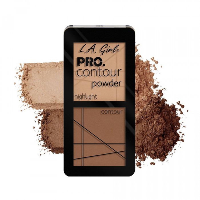 L.A. Girl Procontour Powder Medium -With the LA Girl ProContour Powder shading and highlighting palette, you highlight the best aspects of your face. -The palette includes a darker shading color as well as a light highl | Veela Beauty L Face | Veela Beauty