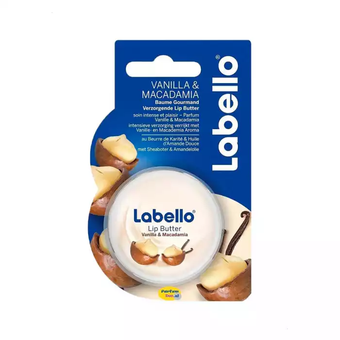 Labello Lip Butter with Vanilla and Macadamia Gently moisturizes your lips Enriched with Shea Butter and Sweet Almond Oil. Provides 12 hours of hydration It is distinguished by its composition mixed with the delicious a | Veela Beauty Labello Lip Butter with Vanilla and Macadamia | فييلا