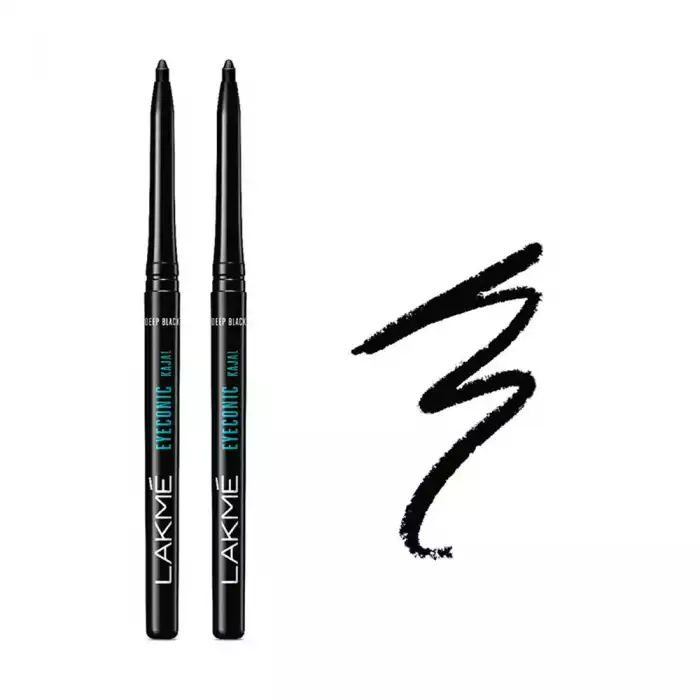 Accentuate the beauty of your eyes with the Lakme Eyeconic Kajal. This dermatologically tested kajal is just what you need for completing your eye makeup or carrying a simple, only-kajal look. Its a smudge-proof, water | Veela Beauty Accentuate the beauty of your eyes with the Lakme Eyeconic