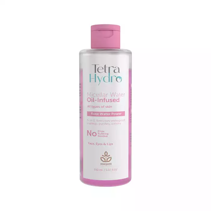 Tetra Hydro Oil-Infused Micellar Water 150 ml A gentle yet effective micellar rose water cleanser suitable for all skin types.