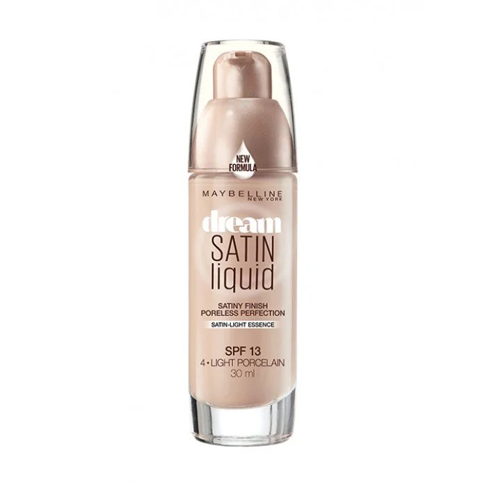 Maybelline Dream Satin Liquid Foundation 4 Light Porcelain Dream Satin Liquid foundation + hydrating serum delivers
