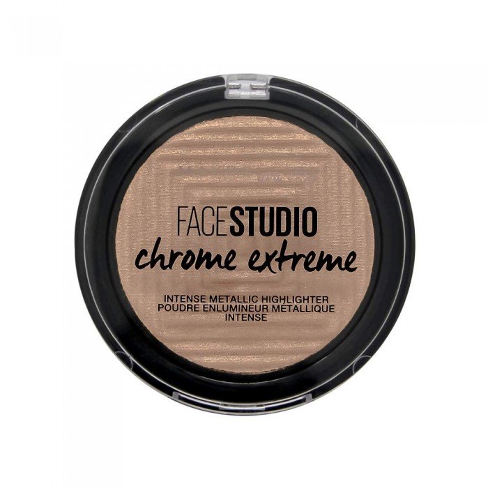 Maybelline Face Studio Chrome Extreme 300 Sandstone Metallic
Offers perfect coverage for imperfections and blemishes.
Meet the secret to brilliant and luminous skin. This highlighter powder drenches skin in a melted met | Veela Beauty Maybelline Face Studio Chrome Extreme 300 Sandstone
