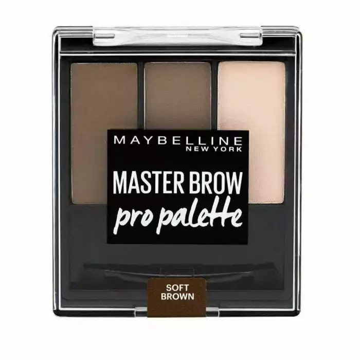 Maybelline Master Brow Pro Palette Soft Brown 80
Creamy wax for shaping, powder shade for supplementation with color and highlighter (applied to eyebrow arches optically enlarges eyes). Applied cosmetics last for many h | Veela Beauty Maybelline Master Brow Pro Palette Soft Brown 80
Creamy wax