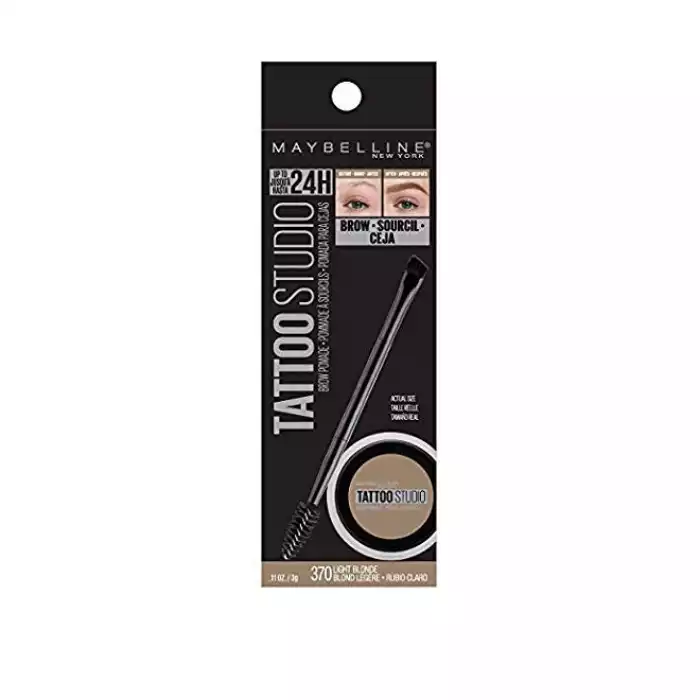 Maybelline Tattoo Studio Brow Pomade Long Lasting Light Blonde 370
Achieve the look of full, sculpted, and natural looking eyebrows in three easy steps: outline, fill in with buildable coverage, and blend. It’s designed | Veela Beauty Maybelline Tattoo Studio Brow Pomade Long Lasting Light