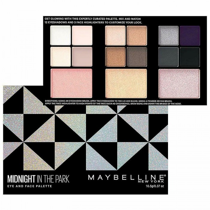 Maybelline Midnight In The Park Eye & Face Palettes
The midnight in the park eye and face palette has cool toned colors to create the perfect party looks this season.
Mix and match 12 eyeshadows and 3 illuminating highli | Veela Beauty Maybelline Midnight In The Park Eye & Face Palettes
The