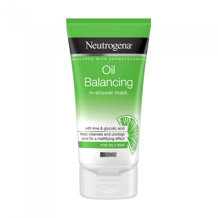Neutrogena Oil Balancing In-Shower Mask. This uplifting in-shower mask with lime and glycolic acid tightens pores and mattifies skin in only 60 seconds. This oil-free mask works with the steam of your shower to provide a | Veela Beauty Neutrogena Oil Balancing In-Shower Mask | فييلا
