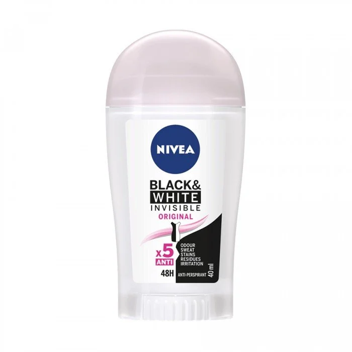 Nivea Black and White Invisible Deodorant Stick For Women 40ml. Formula provides reliable 48hour antiperspirant protection. White stays white for longer protects from yellow staining. Black stays black. No alcohol or col | Veela Beauty Nivea Black and White Invisible Deodorant Stick For Women