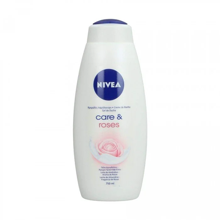Nivea Care & Roses shower gel 750 ml.Get fresh and smooth skin. Nutritious almond milk and the aroma of roses will stimulate your senses.Its creamy foam will caress your skin while providing nutrition. Enjoy a moment | Veela Beauty Nivea Care & Roses shower gel 750 ml | فييلا