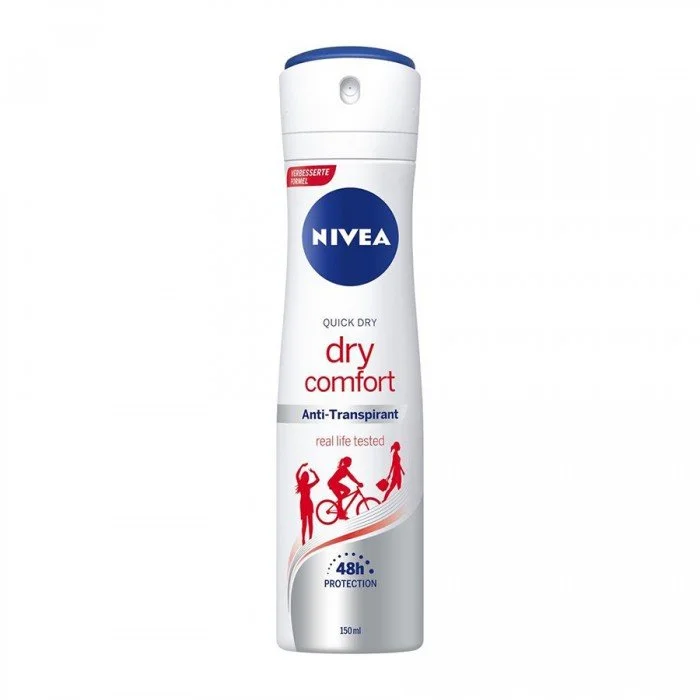 مزيل العرق نيفيا دراي كومفورت للنساء 150 مل.يوفر نظام DryPlus تنظيمًا فعالًا للعرق وحماية إضافية من الجفاف.لإبط إبطين جميل وسلس.جاف بشكل مريح ومنعش طوال اليوم. | فييلا بيوتي مزيل العرق نيفيا دراي كومفورت