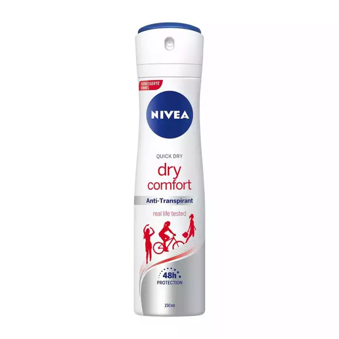 مزيل العرق نيفيا دراي كومفورت للنساء 150 مل.يوفر نظام DryPlus تنظيمًا فعالًا للعرق وحماية إضافية من الجفاف.لإبط إبطين جميل وسلس.جاف بشكل مريح ومنعش طوال اليوم. | فييلا بيوتي مزيل العرق نيفيا دراي كومفورت