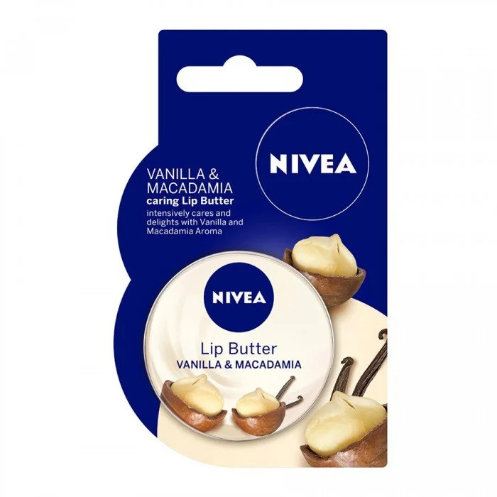 Nivea Lip Butter Vanilla & Macadamia 7g.Hydrating formula enriched with Shea Butter, Almond Oil and Vitamin E to intensely moisturize and s.The vitamin enriched formula blends superior moisturizers with Niveas Hydra I | Veela Beauty Nivea Lip Butter Vanilla & Macadamia 7g | فييلا