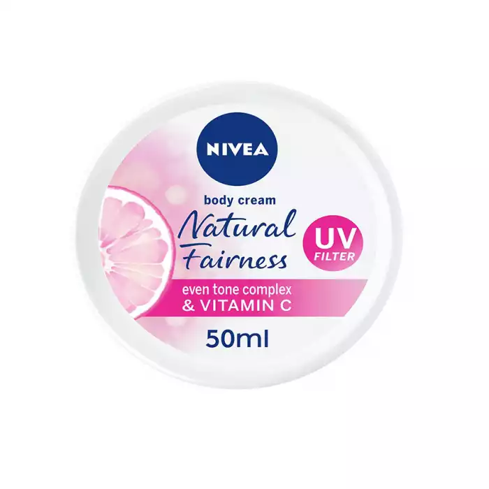 Nivea Fairness Face and Body Cream 50ml.Ultralight, Fast Absorbing Formula enriched with Even Tone Complex & Vitamin C.Enriched with Vitamin C for intense hydration.Provides indulging MOISTURE CARE for 48hours.Formu | Veela Beauty Nivea Fairness Face and Body Cream 50ml | فييلا