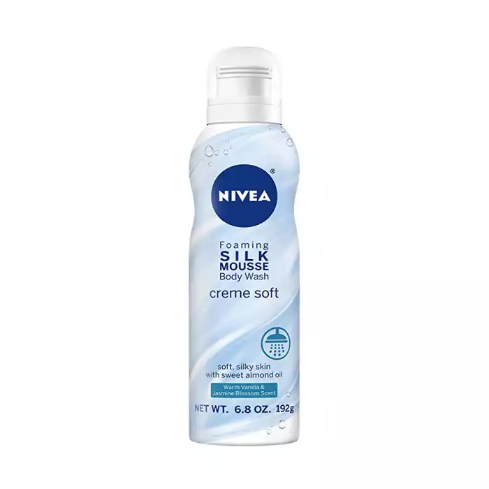 Niveas innovative new silk mousse body wash is a delightfully rich, thick cleansing mousse that gently cares for and washes your skin, with light moisturization for a silky skin feel, during, and after your shower or | Veela Beauty Niveas innovative new silk mousse body wash is a