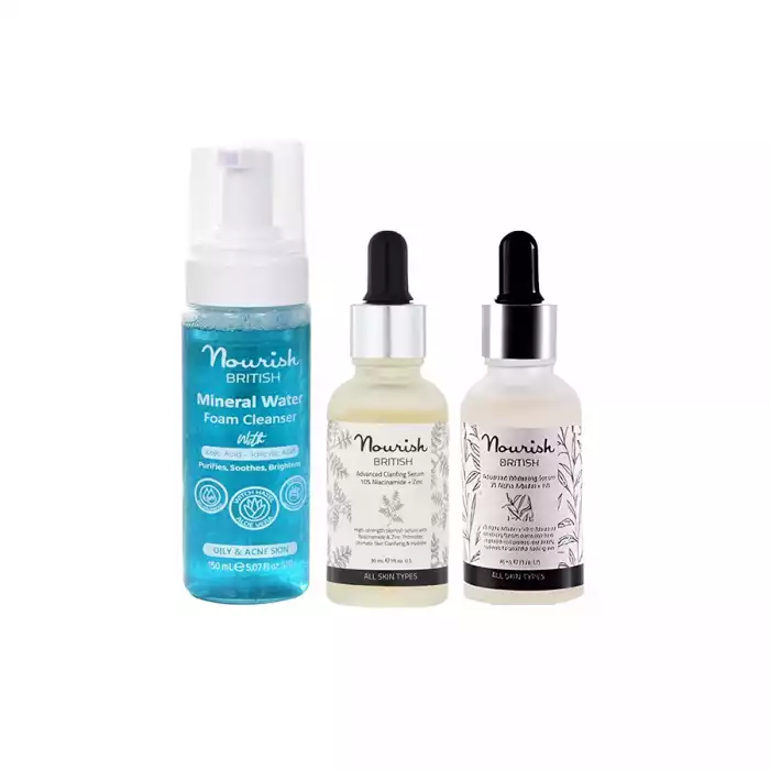 Nourish British Oily Skin Control Set Nourish British Blemish Control Trio: Niacinamide, Salicylic Acid Serums & Oily Skin Foam Nourish British Oily Skin Control Set Nourish British Blemish Control Trio: Niacinamide, Salicylic Acid Serums & Oily Skin Foam