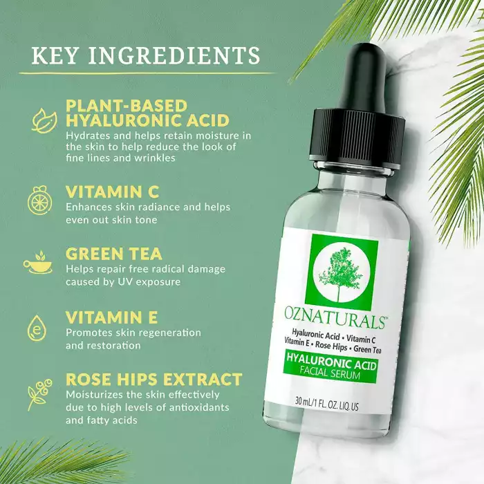 THE SECRET TO HEALTHY, HAPPY & HYDRATED SKIN: Don’t let dry and damaged skin ruin your confidence! OZNaturals Hyaluronic Acid Facial Serum helps improve moisture levels and nourishes your skin for a more radiant look. | Veela Beauty THE SECRET TO HEALTHY, HAPPY & HYDRATED SKIN: Don’t let