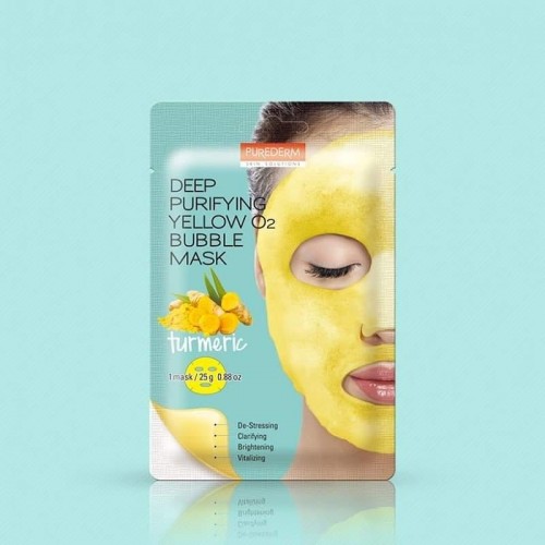 Purederm Deep Purifying Yellow O2 Bubble Mask - Turmeric 1Pcs Purederm Deep Purifying Yellow O2 Bubble Mask - Turmeric 1Pcs