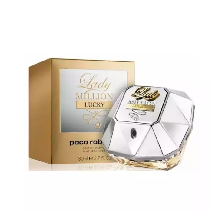 عطر Paco Rabanne Lady Million Lucky Eau de Parfum هو عطر خشبي من الأزهار التي توقظ أحاسيس جديدة. هذا التفسير الأصلي من Paco Rabanne Lady Million يفتتح مع نغمات الفاكهة المتلألئة من توت العليق إلى جانب اليوسفي. تلتقي الر | فييلا بيوتي عطر Paco Rabanne Lady Million Lucky Eau de Parfum هو