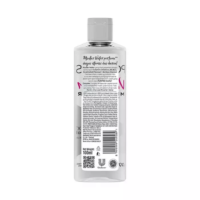 Ponds vitamin micellar water is a refreshing cocktail of micellar water, 5 essential vitamins (vitamin A, B3, B5, C, E), and activated charcoal + bamboo charcoal to deep cleanse away makeup, dirt, impurities, sunscreen. | Veela Beauty Ponds vitamin micellar water is a refreshing cocktail of