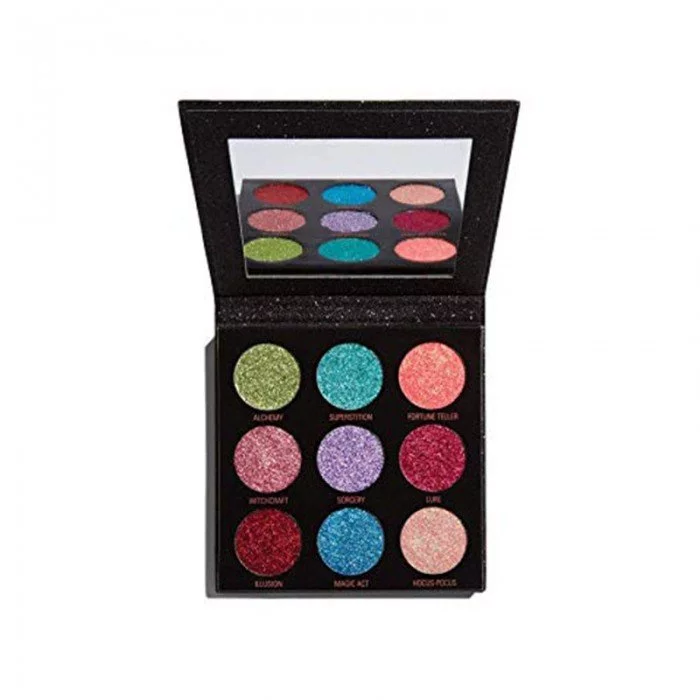 Makeup Revolution Eyeshadow Palette Pressed Glitter Abracadabra -Makeup Revolution Abracadabra Pressed Glitter Palette. -A palette of 9 shimmering, shiny, pressed eyelid glitters. | Veela Beauty Makeup Revolution Eyeshadow Palette Pressed Glitter