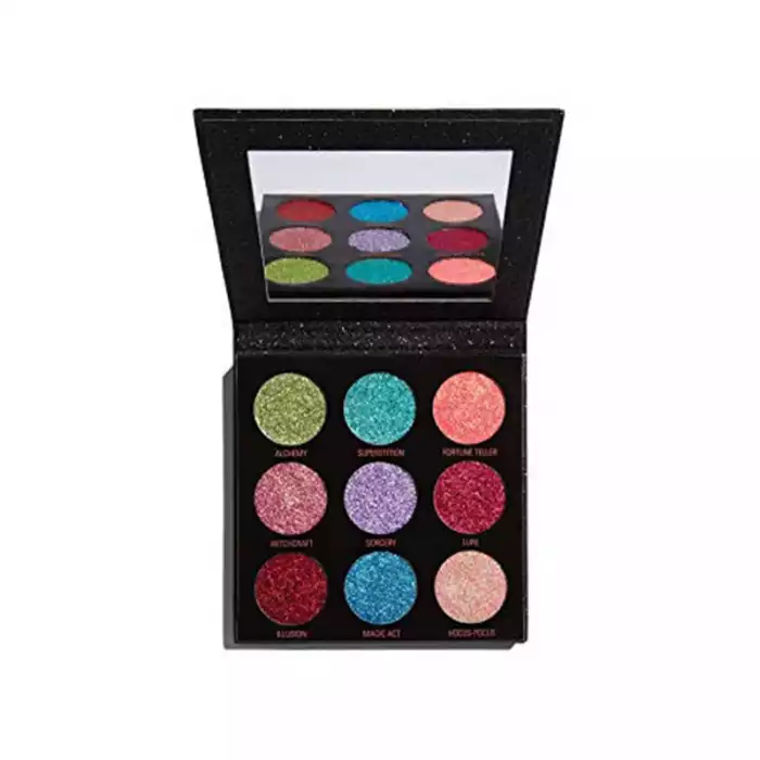 Makeup Revolution Eyeshadow Palette Pressed Glitter Abracadabra -Makeup Revolution Abracadabra Pressed Glitter Palette. -A palette of 9 shimmering, shiny, pressed eyelid glitters. | Veela Beauty Makeup Revolution Eyeshadow Palette Pressed Glitter