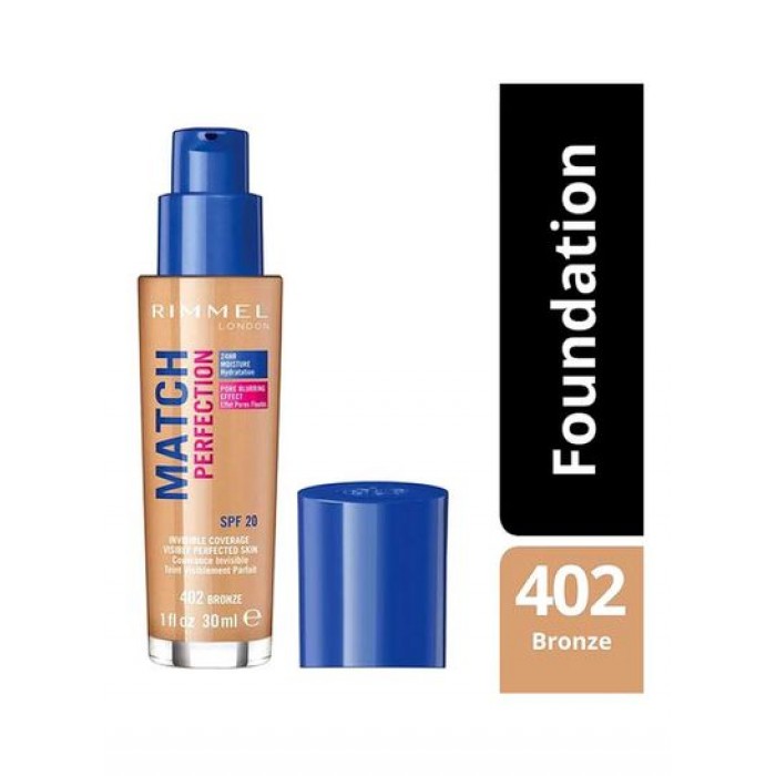 Rimmel London Match Perfection Foundation Bronze 402
concealer
It is long lasting and waterproof
It gives you a beautiful glowing look
Soft touch
Its formula enriched with SPF makes your skin look perfect, healthy and pr | Veela Beauty Rimmel London Match Perfection Foundation Bronze
