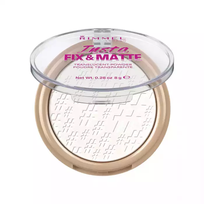 Rimmel London Insta Fix & Matte Pressed Powder Translucent
It has a creamy texture
Hides flaws
It is distinguished by its matte color
It is characterized by its light formula
It gives you a beautiful and attractive look | Veela Beauty Rimmel London Insta Fix & Matte Pressed Powder