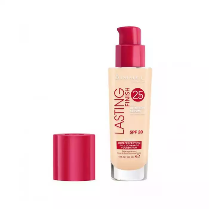 Rimmel London Lasting Finish Foundation With SPF20 100 Ivory It has long lasting stability It has a creamy and soft texture It is distinguished by its matte color moisturizes your skin It protects from the suns rays It | Veela Beauty Rimmel London Lasting Finish Foundation With SPF20 100