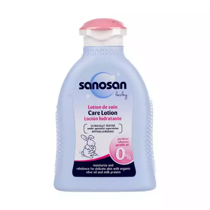 Sanosan Baby Lotion 200ml
Moisture and rebalance for delicate skin.
The rich recipe with organic olive oil and milk protein guards baby’s skin against dryness and supports its natural protective function, preserving its | Veela Beauty Sanosan Baby Lotion 200ml
Moisture and rebalance for