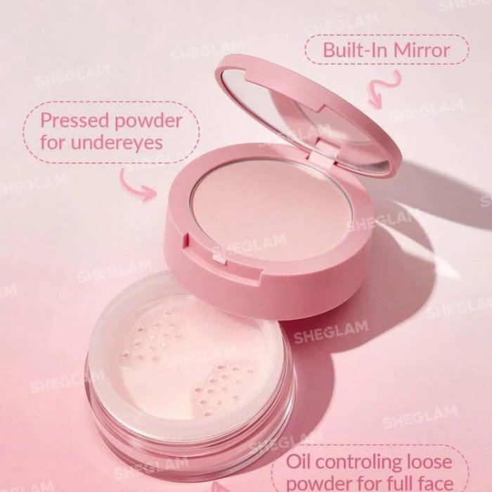 Sheglam Insta-Ready Face & Under Eye Setting Powder Duo-Bubblegum SHEGLAM Insta-Ready Face & Under Eye Setting Powder Duo  |