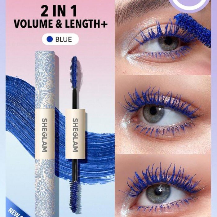 Sheglam 2-in-1 Volume & Length Mascara -waterproof blue SHEGLAM 2-in-1 Volume & Length Mascara - Waterproof Blue | Veela Beauty