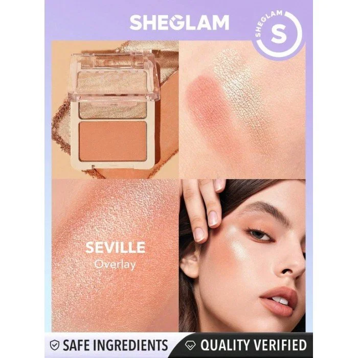 SHEGLAM Glam 101 Hybrid Highlighter & Blush Duo Seville
Description: SHEGLAM Glam 101 is the perfect product for anyone looking
