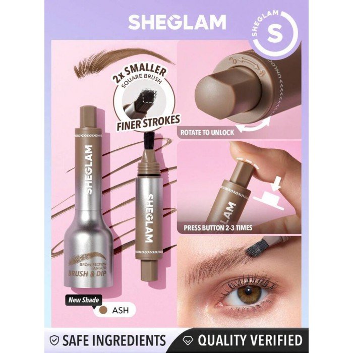 Sheglam Brow Fection Angled Brush & Dip Ash Description:Achieve perfect brows with the SHEGLAM Brow-Fection Angled Brush & Dip in