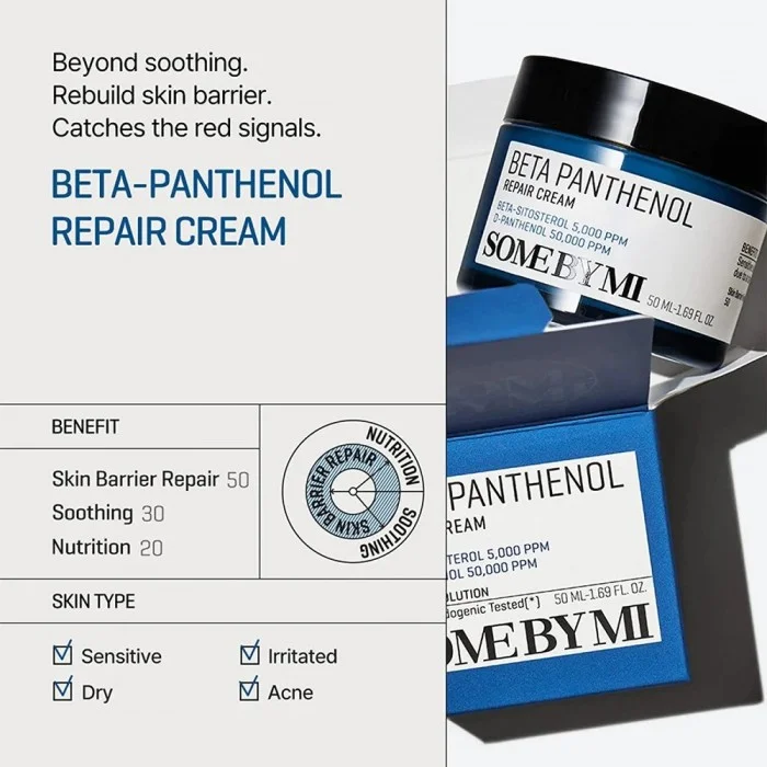 Some By Mi Beta Panthenol Cream 50Ml
Product DescriptionSome By Mi Beta Panthenol Repair Cream 50ml is a deeply moisturizing Some By Mi Beta Panthenol Cream 50Ml
Product DescriptionSome By Mi Beta Panthenol Repair Cream 50ml is a deeply moisturizing