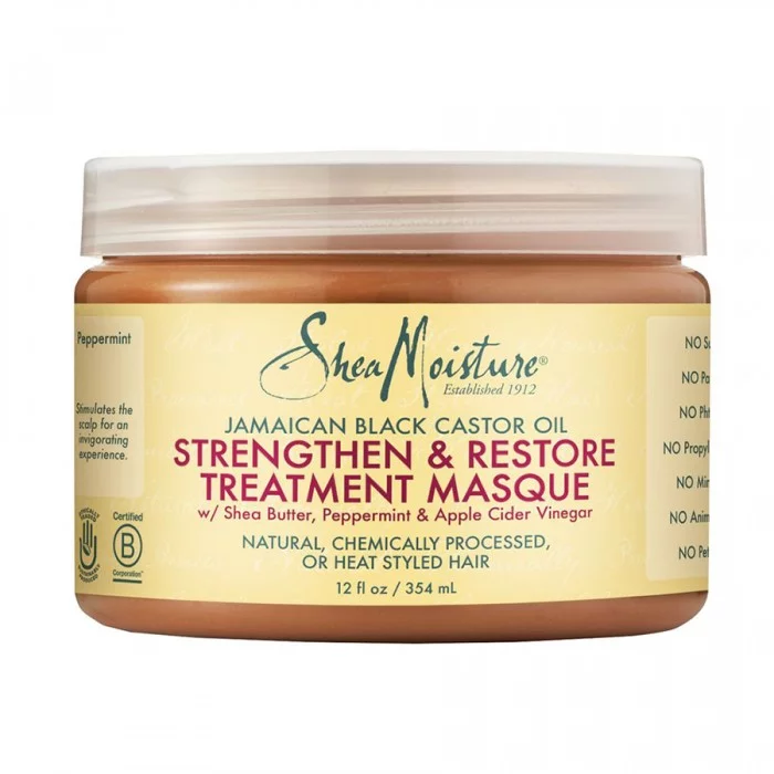Use SheaMoistures Black Castor Oil Mask to moisturize and nourish hair with the formula needed to treat chemically damaged hair to prevent split ends, split ends and shedding. | Veela Beauty Use SheaMoistures Black Castor Oil Mask to moisturize and