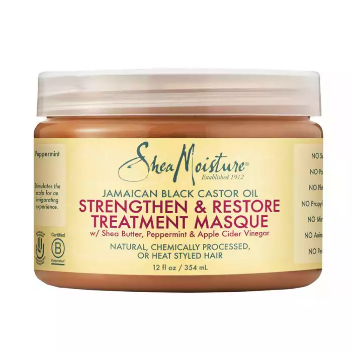 Use SheaMoistures Black Castor Oil Mask to moisturize and nourish hair with the formula needed to treat chemically damaged hair to prevent split ends, split ends and shedding. | Veela Beauty Use SheaMoistures Black Castor Oil Mask to moisturize and