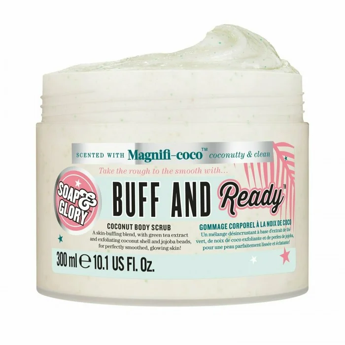لطيف ، لكنه فعال ، هذا Soap & Glory Magnificoco Buff و Ready Body Exfoliator يترك البشرة أكثر نعومة وصحة وجمالاً. خالية من البارابين ، خالية من الفثالات ، خالية من الكحول ، خالية من الفثالات ، تقشر بلطف وتنعم البشرة الخش | فييلا بيوتي لطيف ، لكنه فعال ، هذا Soap & Glory