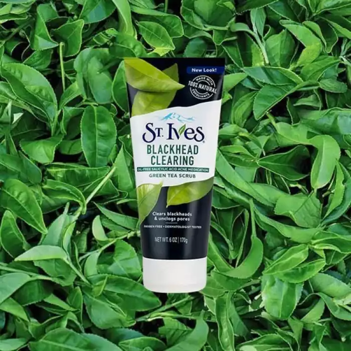 Salicylic acid and 100% natural walnut shell powder and bamboo powder pack a punch in this dermatologist-tested, blackhead-tackling green tea face scrub. It unclogs pores and calms redness for glowing, bump-free skin. | Veela Beauty Salicylic acid and 100% natural walnut shell powder and
