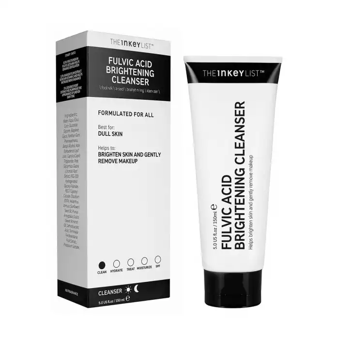 The Inkey List Fulvic Acid Brightening Cleanser -This luxurious gel cleanser gently exfoliates to reveal a brighter, healthy looking complexion whilst removing makeup, including eye makeup. -Containing 0.5% Nordic Peat, | Veela Beauty The Inkey List Fulvic Acid Brightening Cleanser |