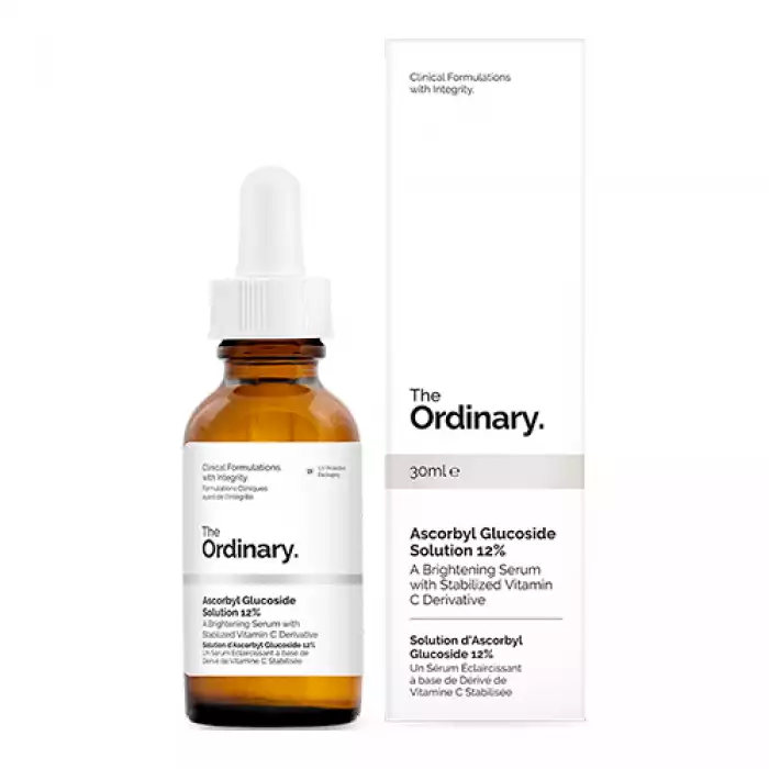 Vitamin C is an effective antioxidant, brightens the skin tone and reduces signs of aging. In its pure form, Vitamin C is unstable in water, Ascorbyl Glucoside is a water-soluble derivative of Vitamin C. It is much mor | Veela Beauty The Ordinary Ascorbyl Glucoside Solution 12% 30Ml,with