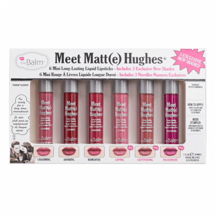 Looking for a truly loyal liquid lipstick? Meet Matt(e) Hughes, a limited-edition collection of six mini lipsticks Whether youre single and ready to mingle or looking for “the one,” this collection of long-lasting shade | Veela Beauty The Balm Meet Matte Hughes Long Lasting,its liquid texture