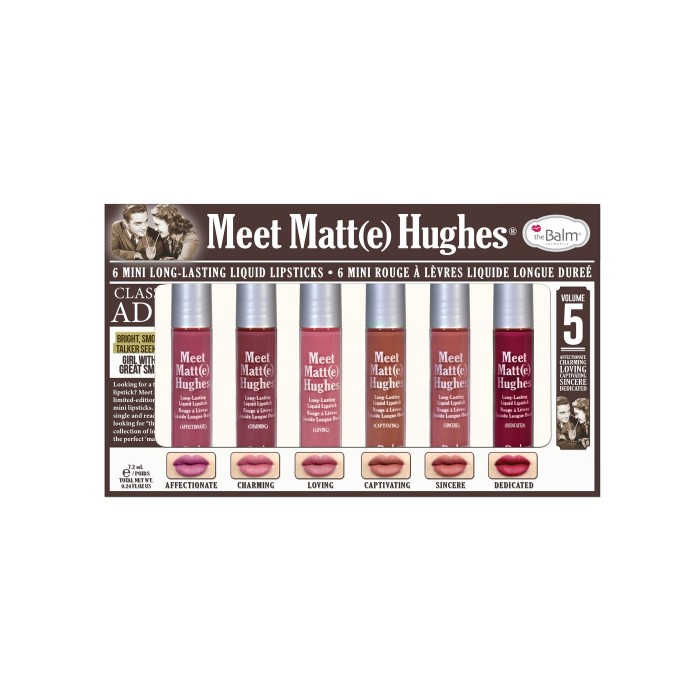 Looking for a truly loyal liquid lipstick? Meet Matt(e) Hughes, a limited-edition collection of six mini lipsticks. Whether youre single and ready to mingle or looking for “the one,” this collection of long-lasting sha | Veela Beauty A liquid texture, moisturizes the lips, contains 6 matte