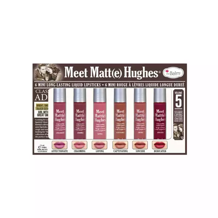 Looking for a truly loyal liquid lipstick? Meet Matt(e) Hughes, a limited-edition collection of six mini lipsticks. Whether youre single and ready to mingle or looking for “the one,” this collection of long-lasting sha | Veela Beauty A liquid texture, moisturizes the lips, contains 6 matte